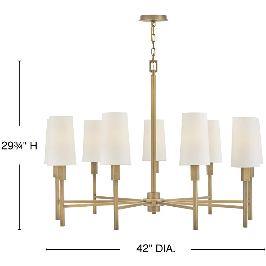 Fenwick 9 Light 42 inch Heritage Brass Chandelier Ceiling Light