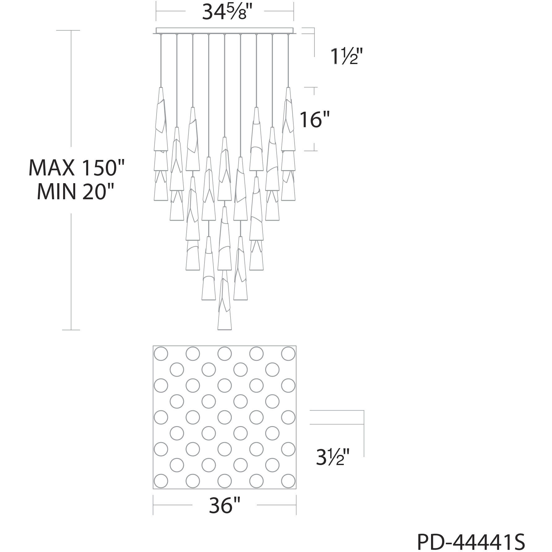Kilt 41 Light 36 inch Aged Brass Multi-Light Pendant Ceiling Light