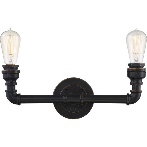 Iron 2 Light 20 inch Industrial Bronze Vanity Light Wall Light