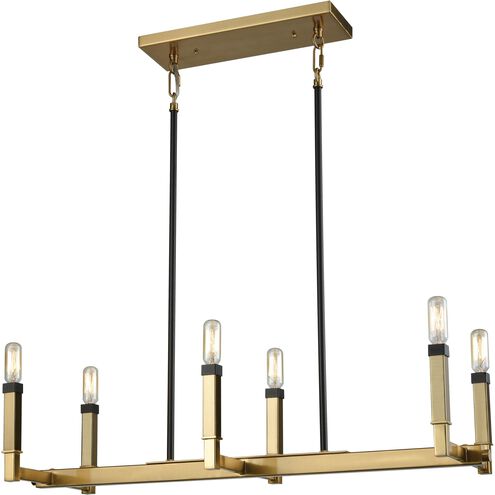 Mandeville 6 Light 31 inch Oil Rubbed Bronze with Satin Brass Chandelier Ceiling Light