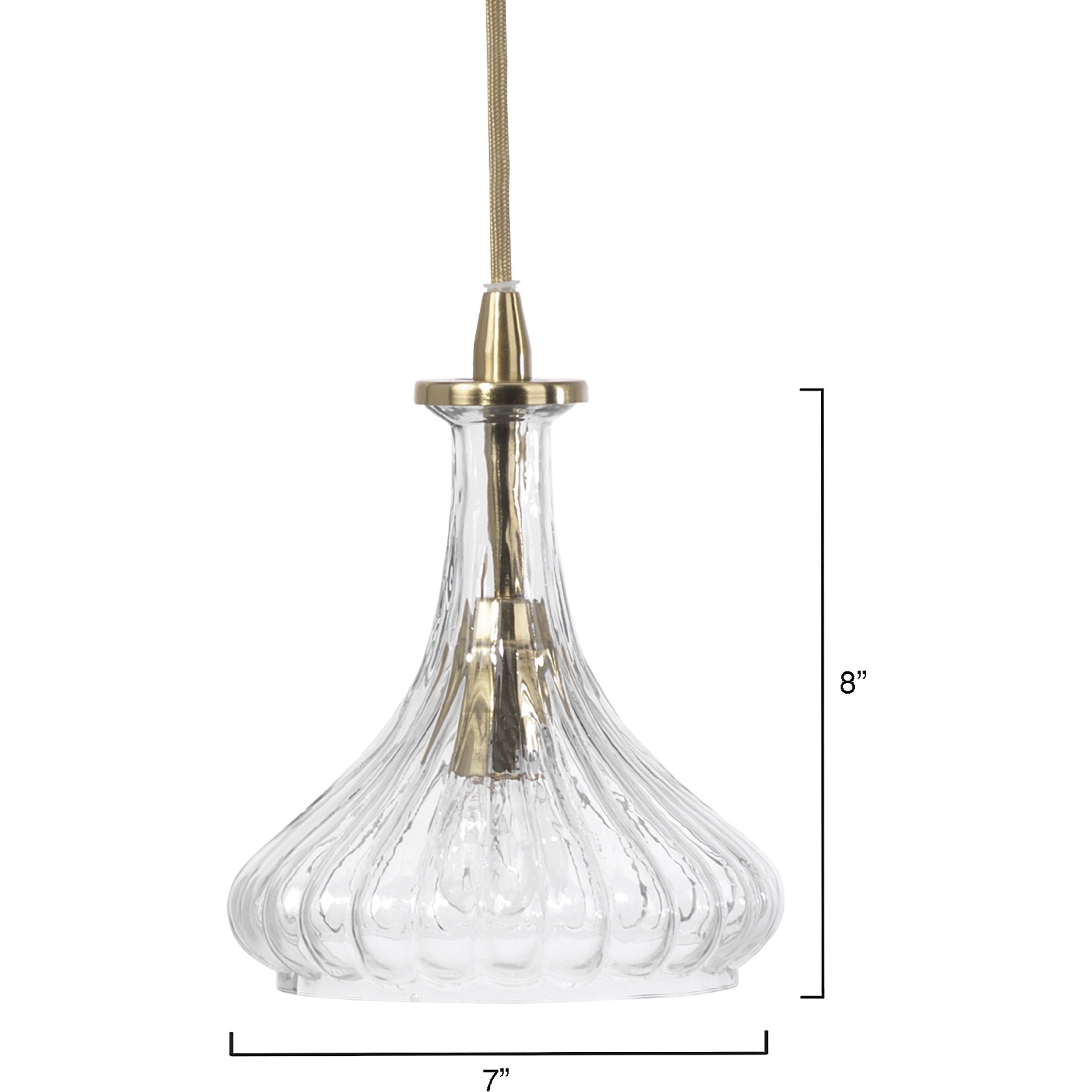 Isabella Carafe 1 Light 7 inch Clear with Brass Pendant Ceiling Light