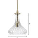 Isabella Carafe 1 Light 7 inch Clear with Brass Pendant Ceiling Light