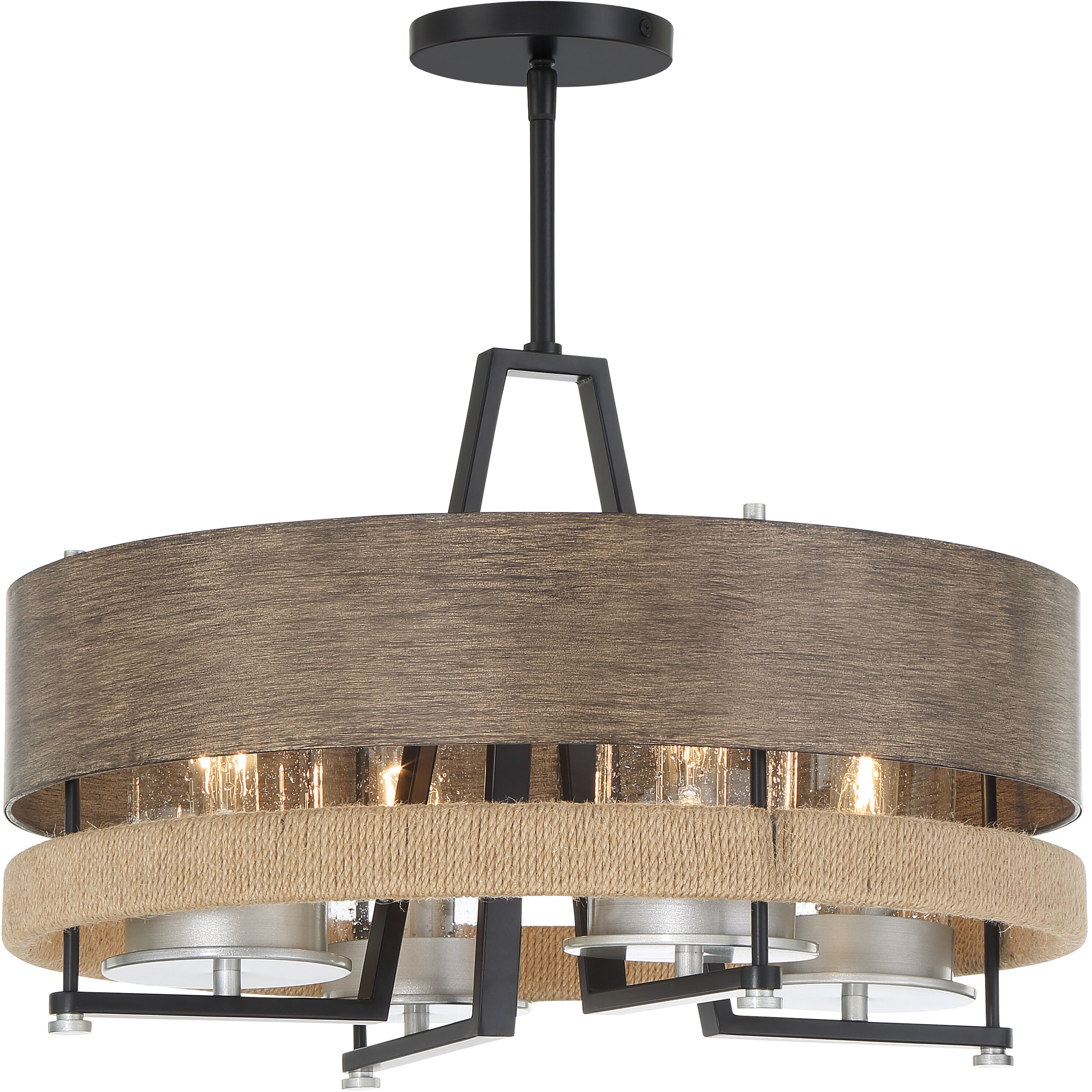 Silver Creek 4 Light 20 inch Stone Grey/Coal/Brushed Nickel Convertible Pendant Ceiling Light