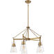 Lakewood 5 Light 28 inch Warm Brass Chandelier Ceiling Light, Essentials