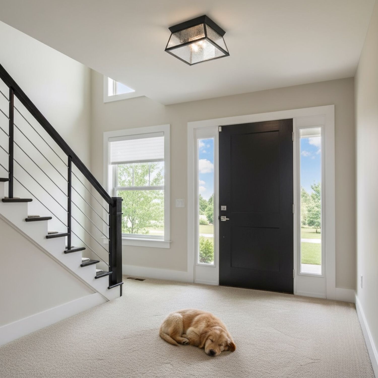 Lucian 2 Light 14 inch Black Outdoor Flush Mount