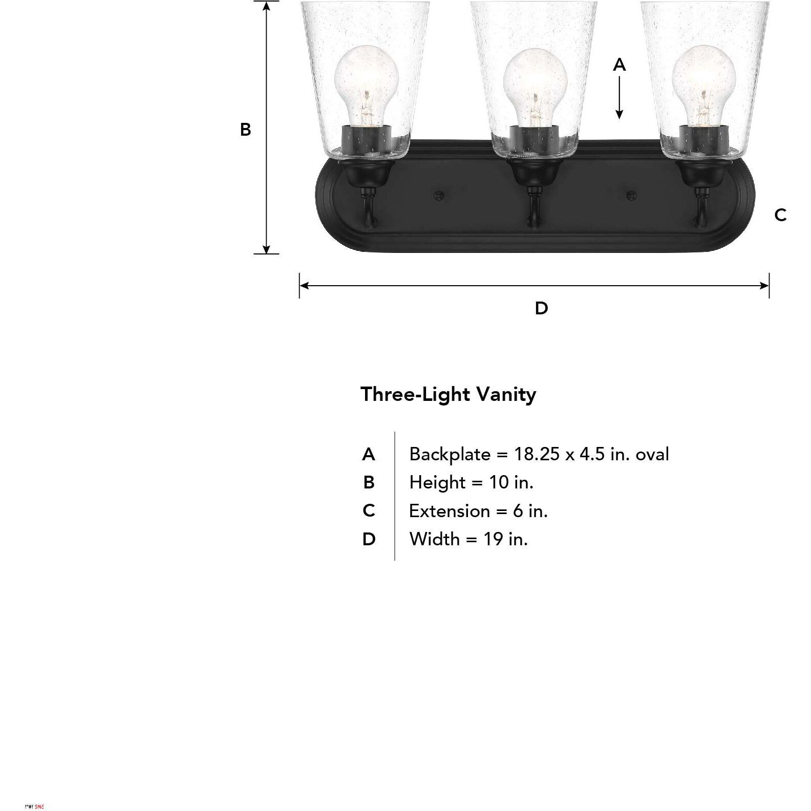 Zane 3 Light 19 inch Matte Black Vanity Light Wall Light