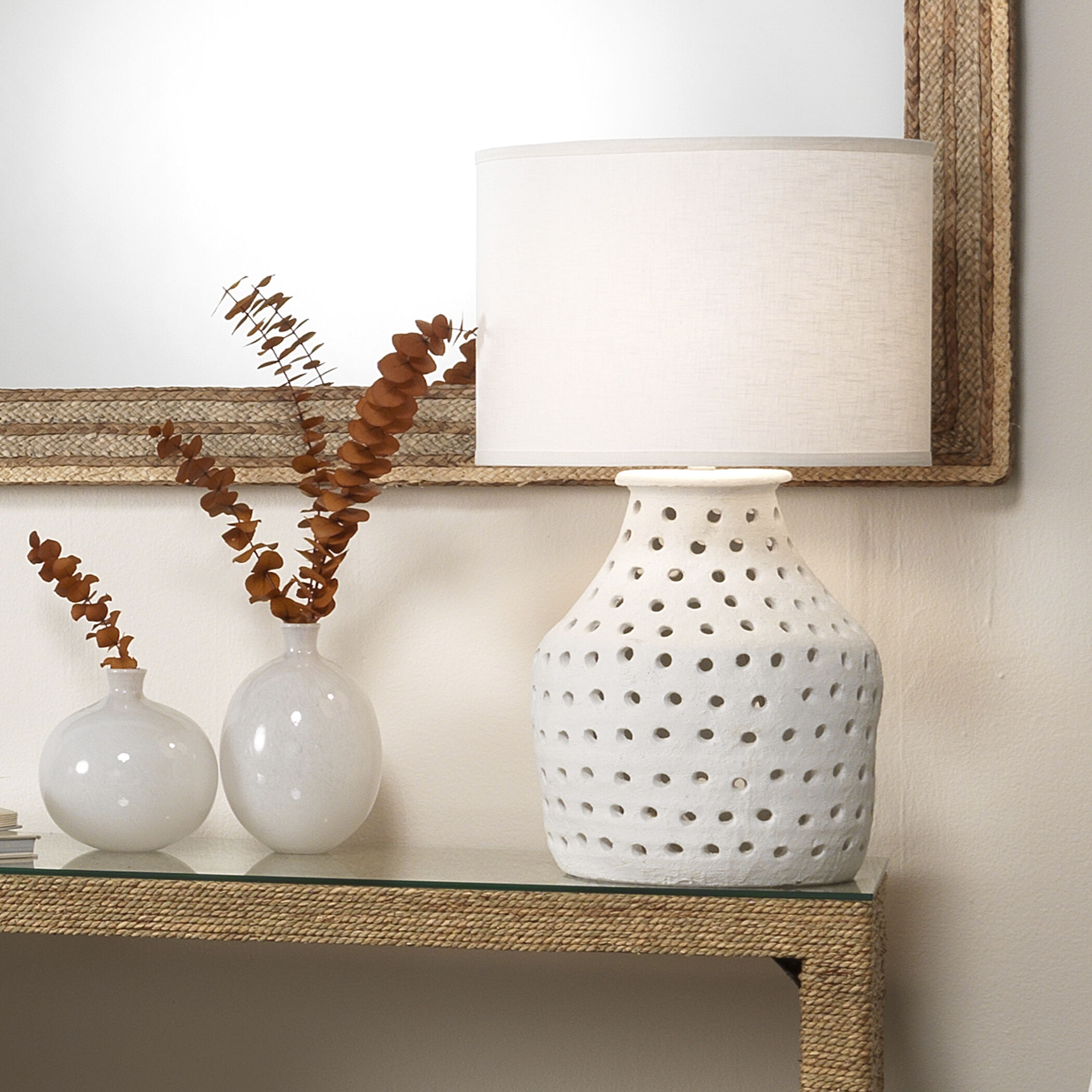 Minx 10 X 7.75 inch Vases in White Glass, Set of 2