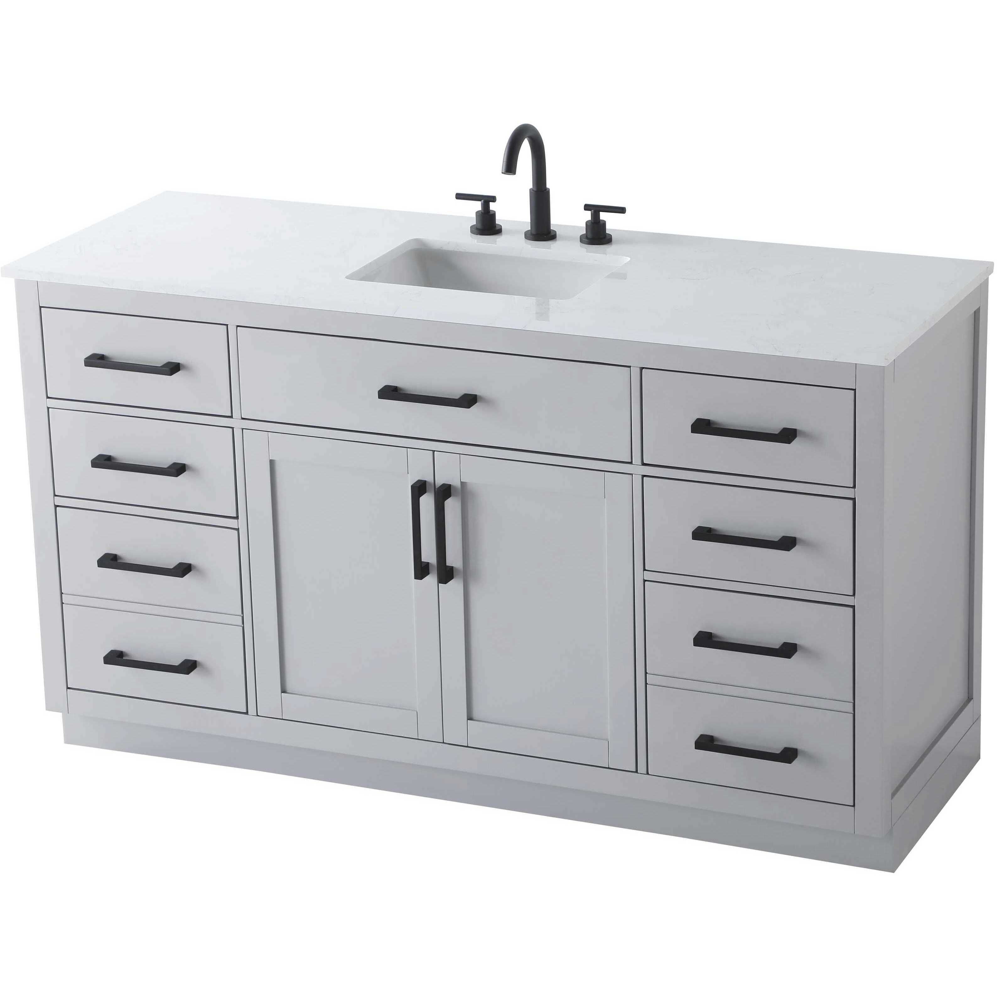 Alden 60 X 35 inch Grey Bathroom Vanity Cabinet