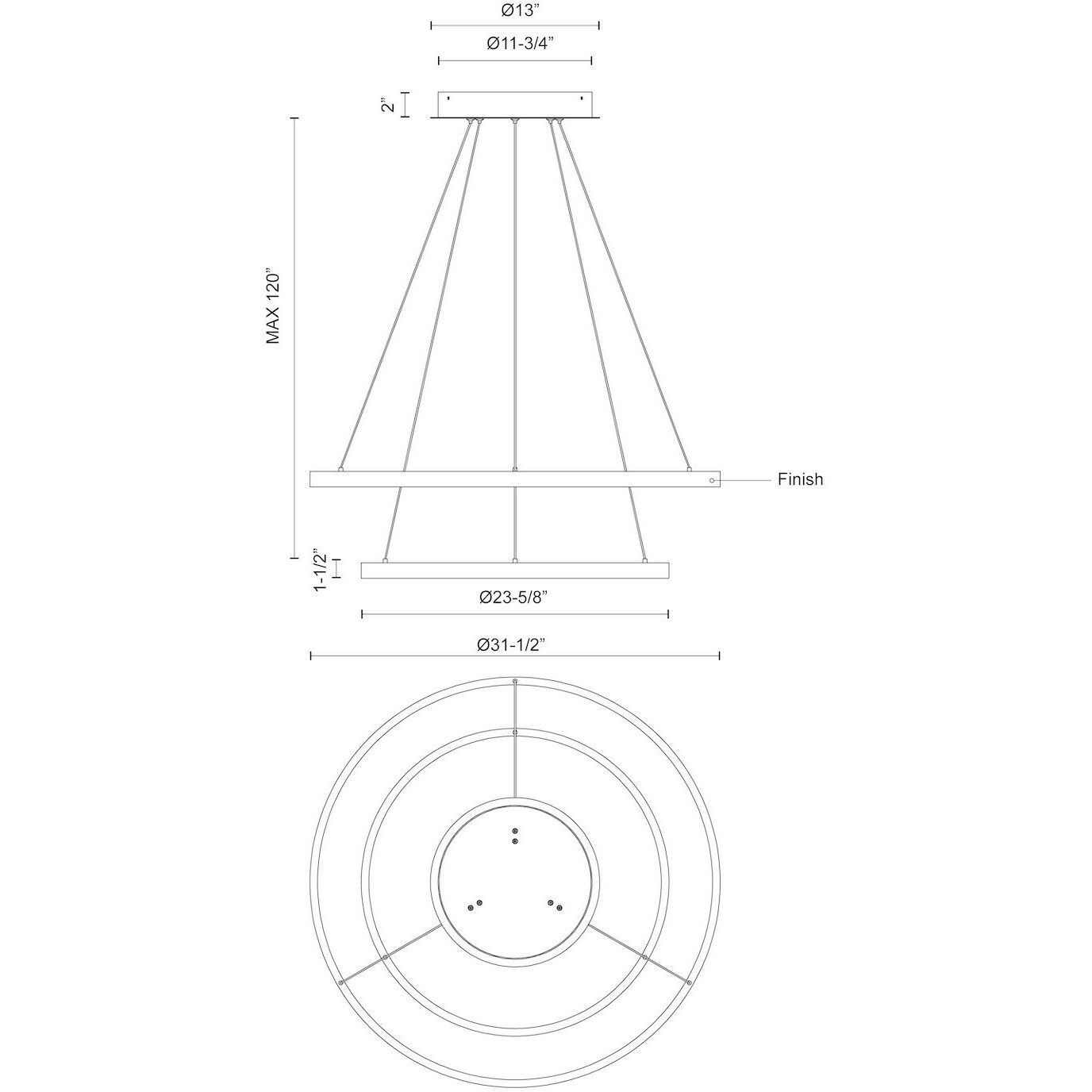 Cerchio LED 31.5 inch Brushed Gold Chandelier Ceiling Light
