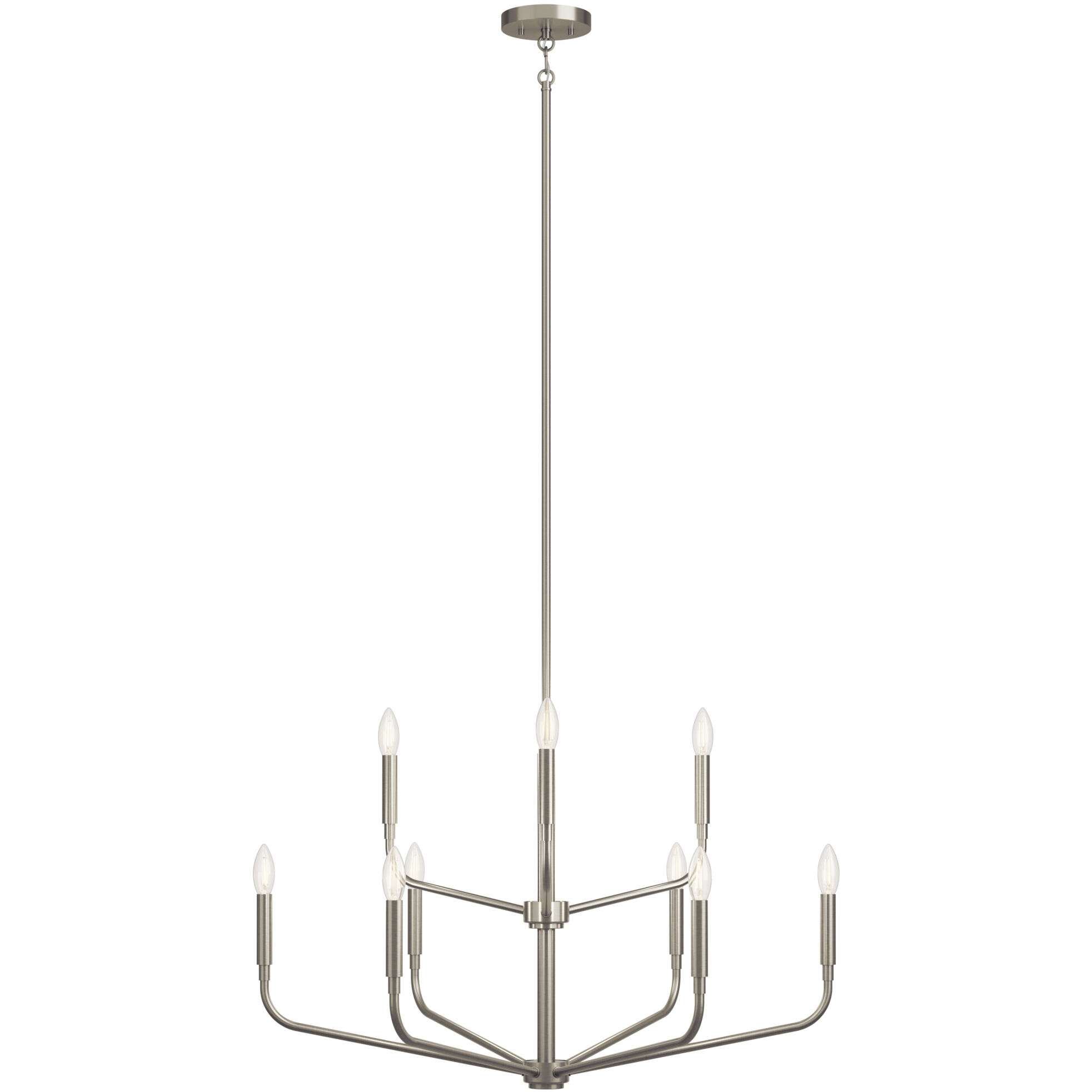 Madden 9 Light Brushed Nickel Chandelier Ceiling Light, 2 Tier