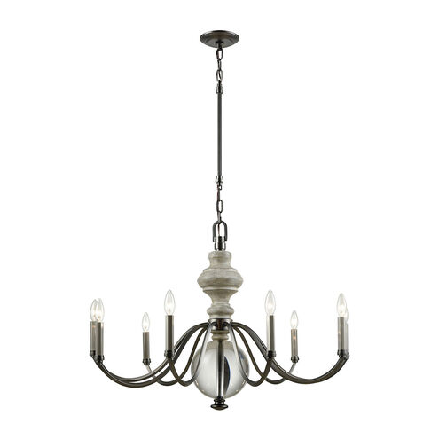 Ariana 9 Light 35 inch Aged Black with Aged Gray and Clear Chandelier Ceiling Light