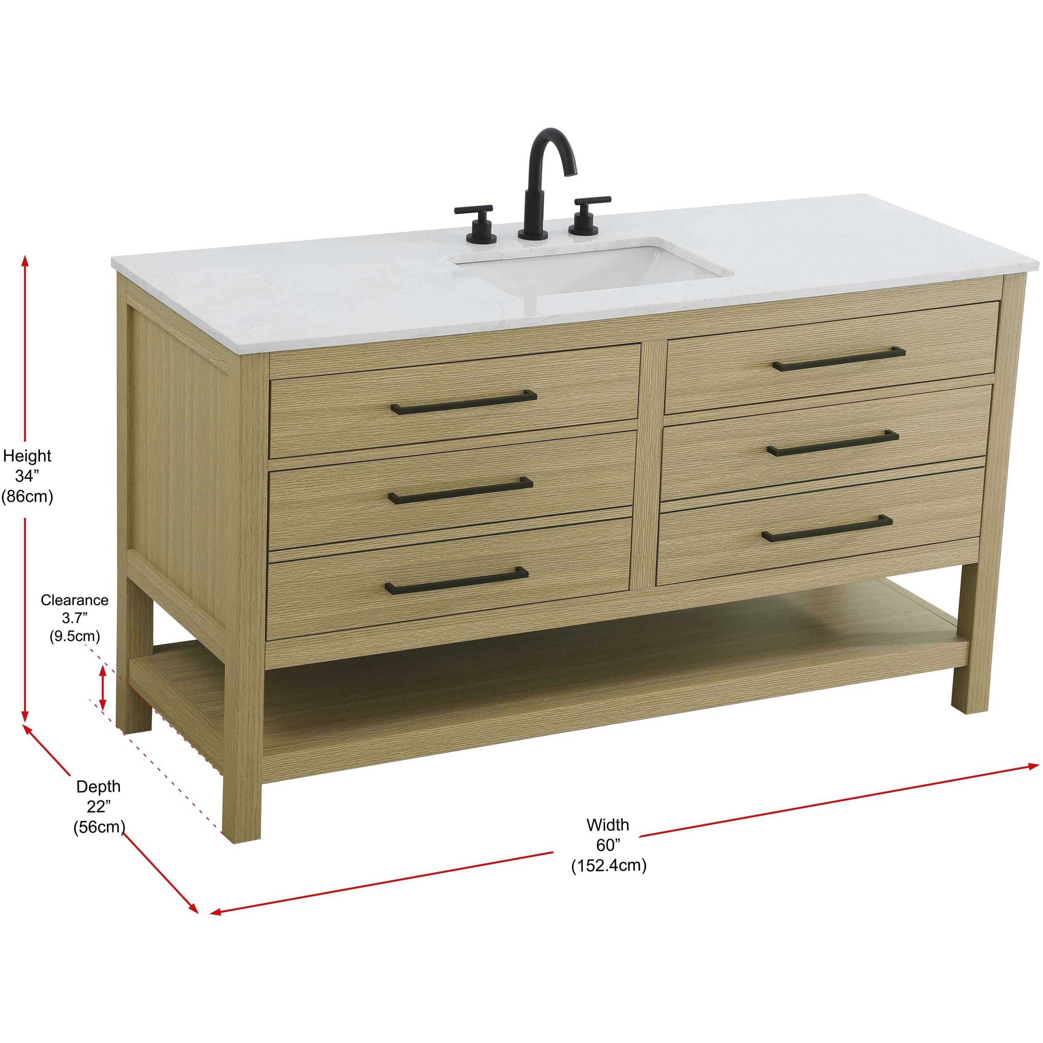 Karson 60 X 34 inch Honey Brown Bathroom Vanity Cabinet