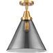 Franklin Restoration X-Large Cone 1 Light 12 inch Satin Gold Flush Mount Ceiling Light in Plated Smoke Glass