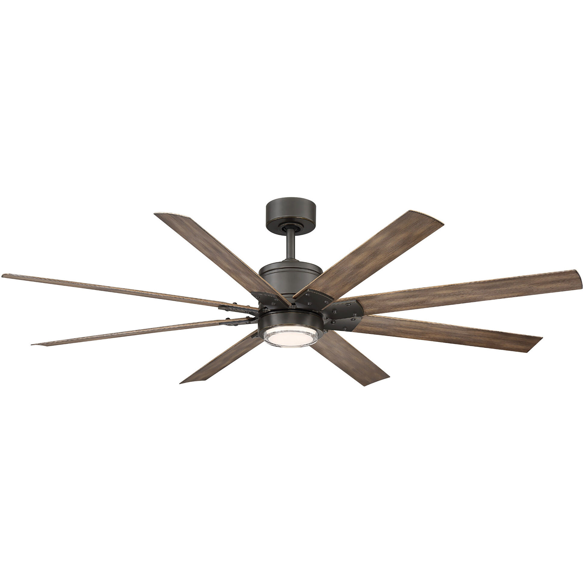 Renegade 66 inch Oil Rubbed Bronze and Barn Wood with Barn Wood Blades Downrod Ceiling Fan in 3000K, Oil Rubbed Bronze Barn Wood, Smart Ceiling Fan