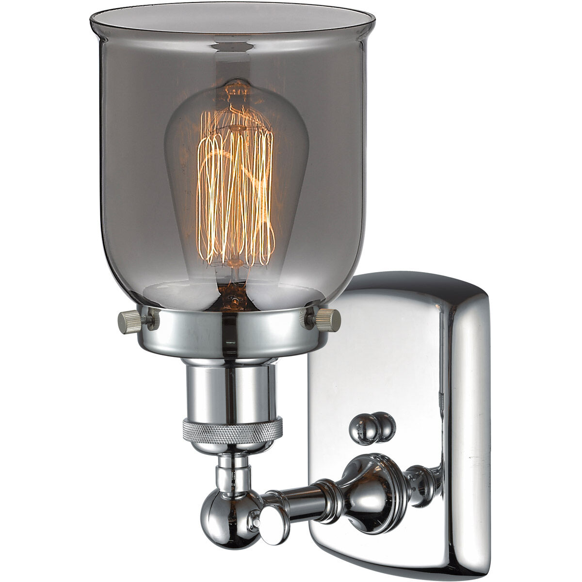 Ballston Small Bell LED 5 inch Polished Chrome Sconce Wall Light in Plated Smoke Glass, Ballston