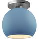 Radiance 1 Light 10 inch Sky Blue and Brushed Nickel Semi Flush Ceiling Light
