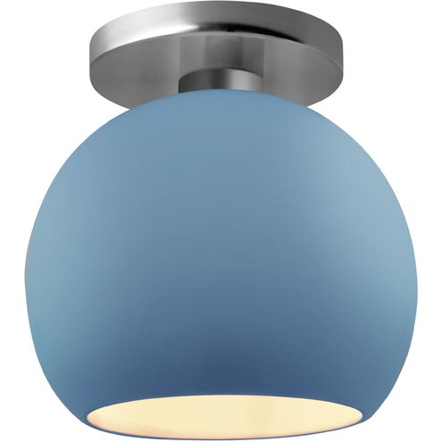 Radiance 1 Light 10 inch Sky Blue and Brushed Nickel Semi Flush Ceiling Light