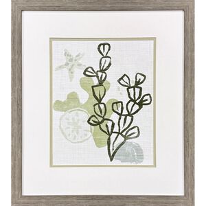 Coral Blockprint Green and Gray and Neutral Framed Art