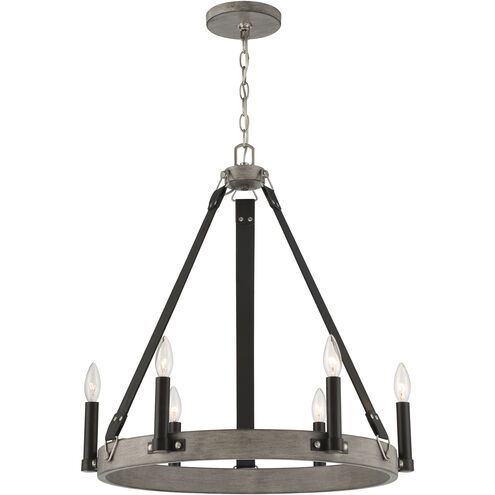 Rawson Ridge 6 Light 24 inch Aged Silverwood/Coal Chandelier Ceiling Light