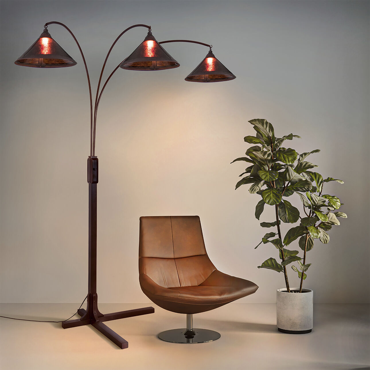 Natural Mica 86 inch 75.00 watt Bronze and Espresso Arc Floor Lamp Portable Light