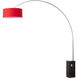 Iconic 95 inch 14 watt Satin Nickel and Black Arc Floor Lamp Portable Light in Crimson Red Linen