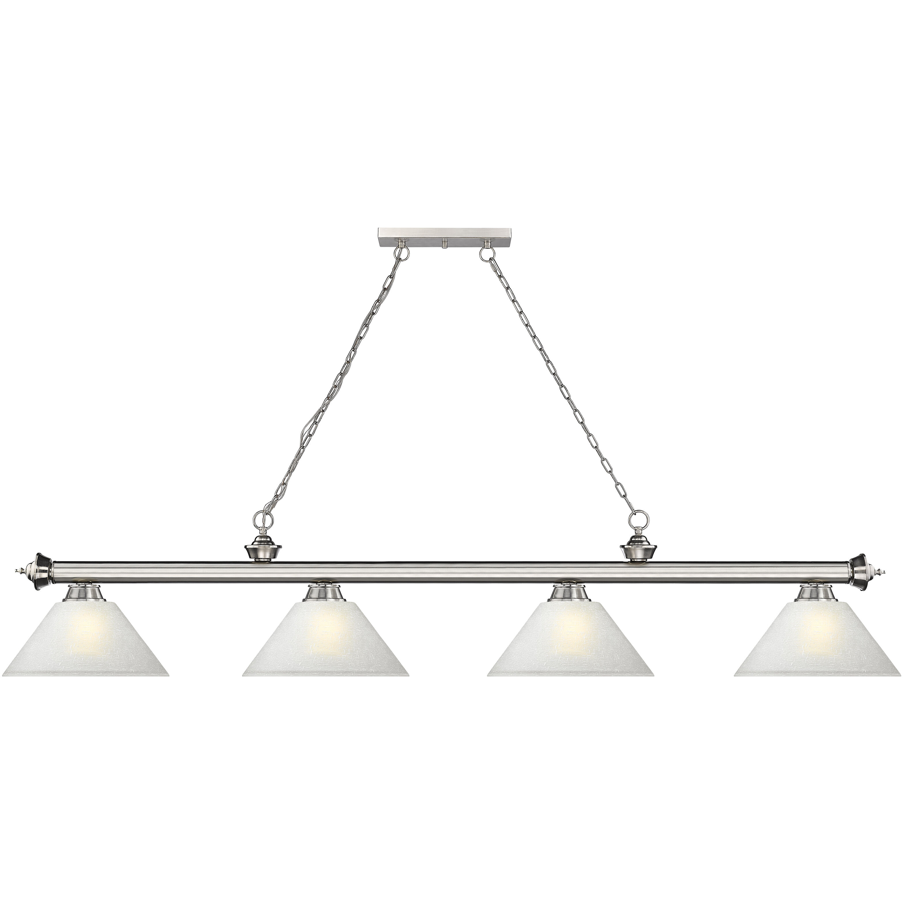 Cordon 4 Light 81.25 inch Brushed Nickel Billiard Ceiling Light in White Linen Glass
