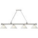 Cordon 4 Light 81.25 inch Brushed Nickel Billiard Ceiling Light in White Linen Glass