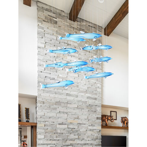 Blue Fish 8 Light 36 inch Polished Chrome Hanging Fixture Ceiling Light