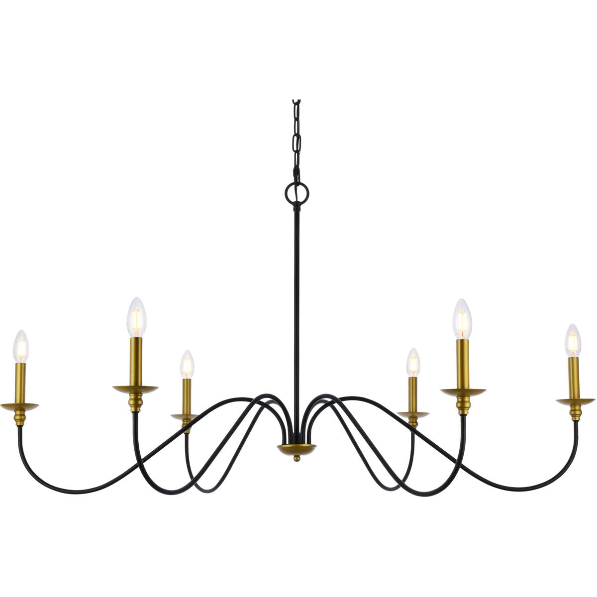 Rohan 6 Light 48 inch Brass and Black Chandelier Ceiling Light