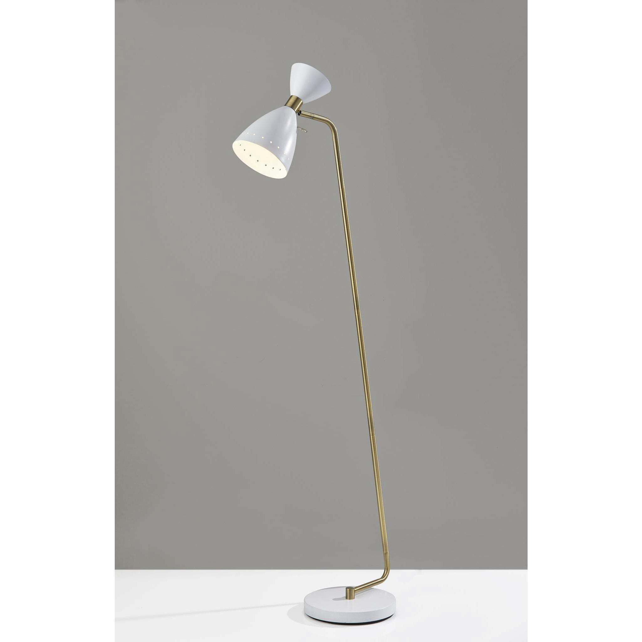 Oscar 59 inch 40.00 watt White with Antique Brass Floor Lamp Portable Light