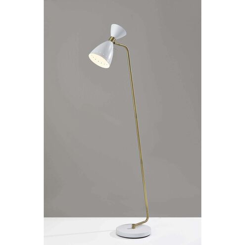 Oscar 59 inch 40.00 watt White with Antique Brass Floor Lamp Portable Light