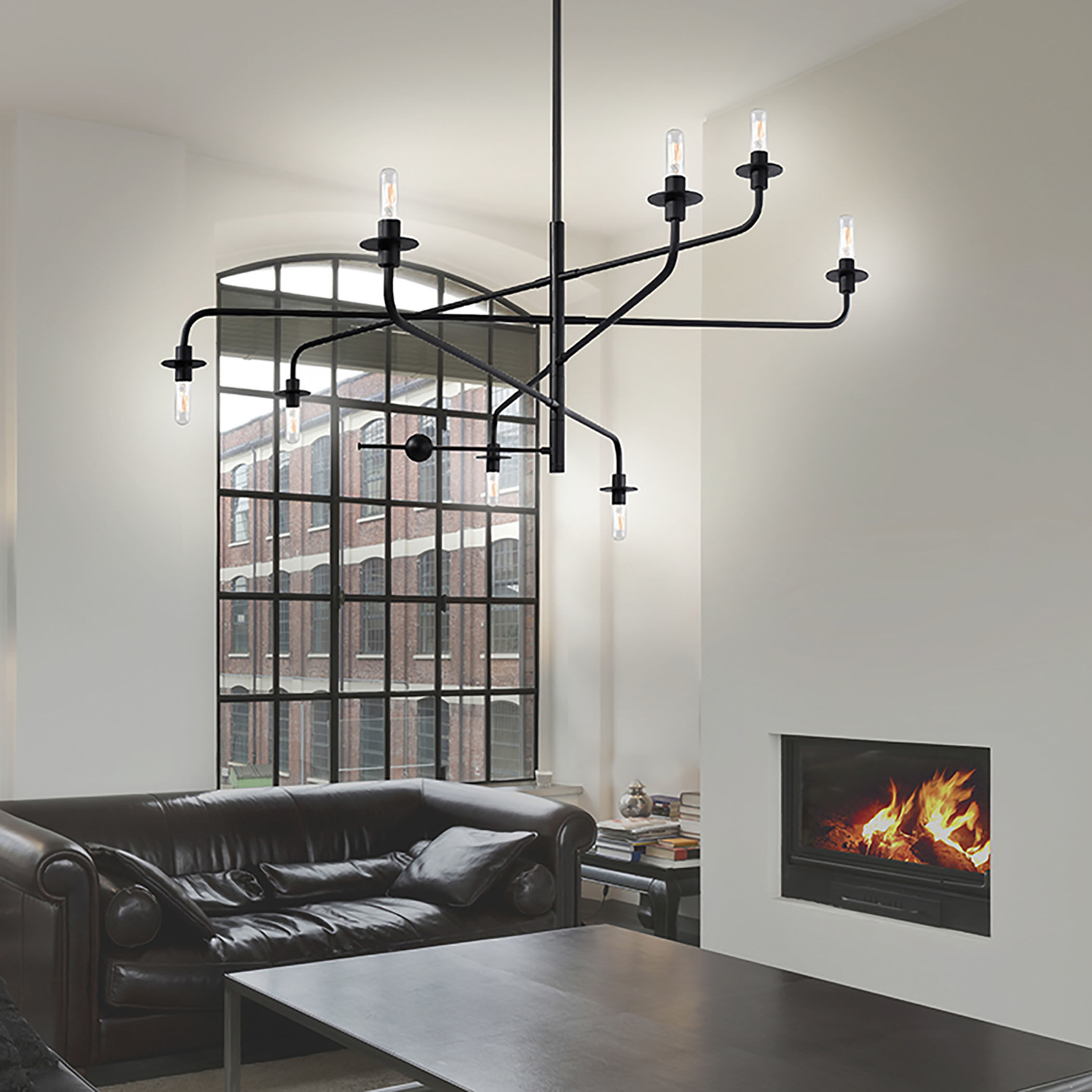 Atelier 8 Light 60 inch Satin Black Pendant Ceiling Light