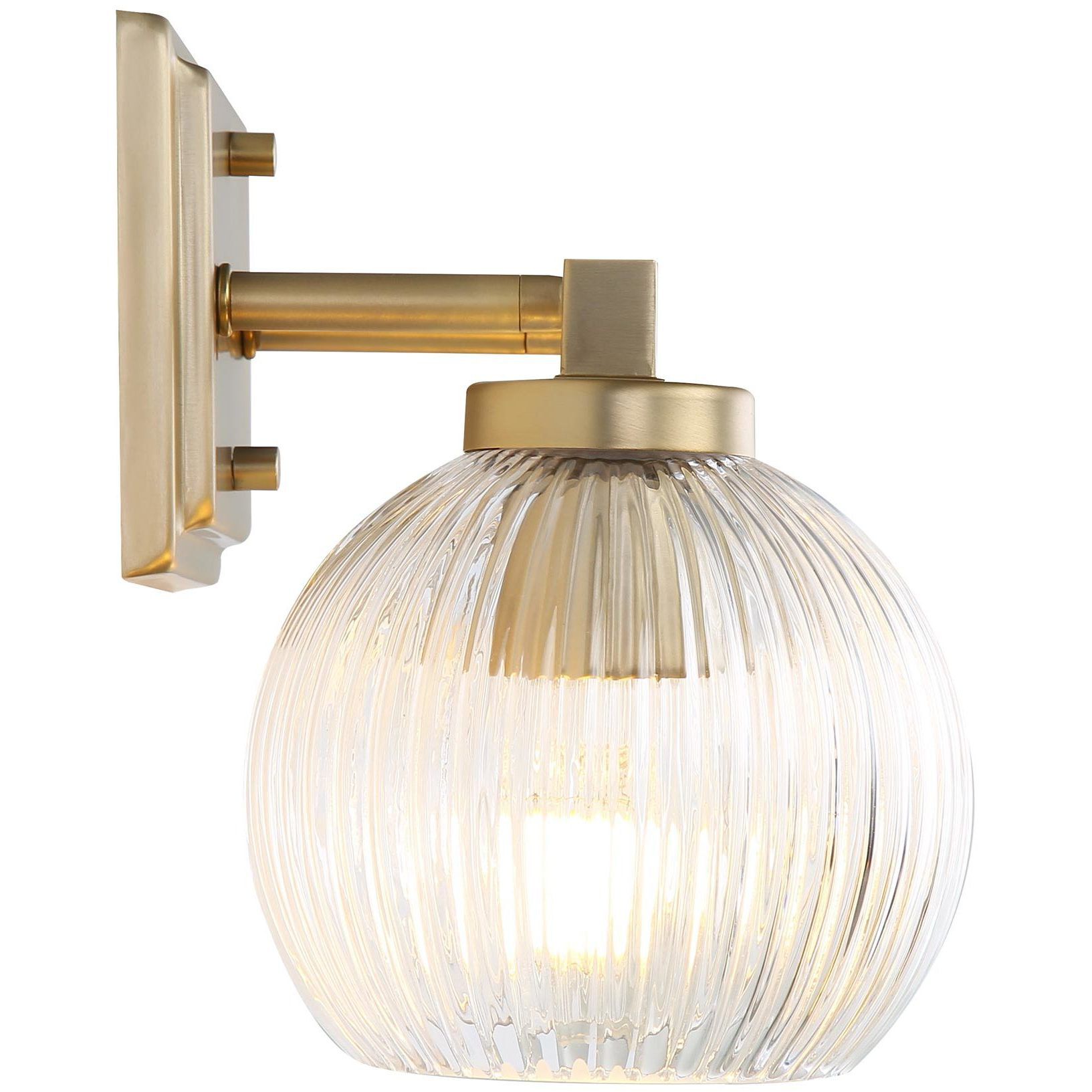 Yep Elliott Vanity Wall Light in Brushed Champagne Brass, Ribbed