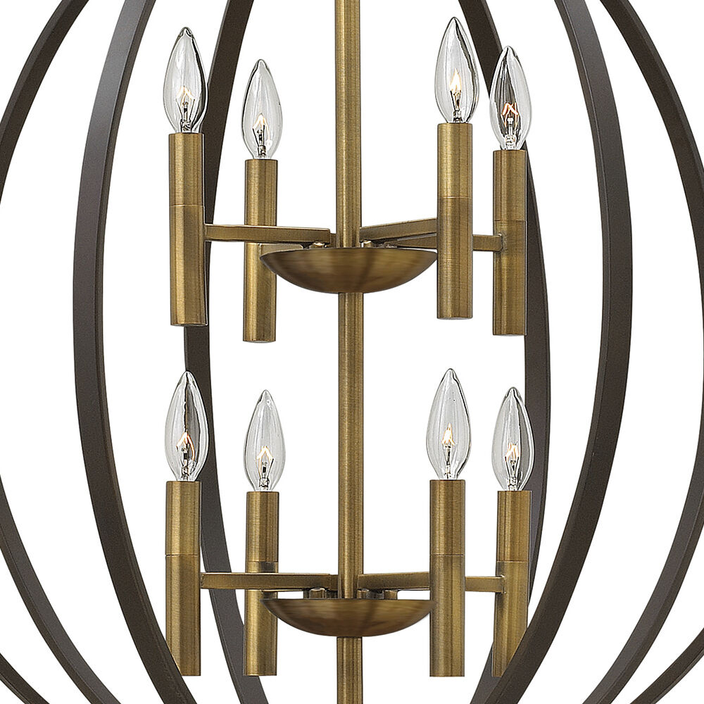 Euclid 8 Light 28.25 inch Spanish Bronze with Heirloom Brass Indoor Foyer Light Ceiling Light