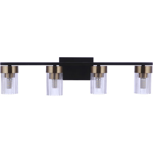 Bond Street 4 Light 27 inch Flat Black/Satin Brass Vanity Light Wall Light