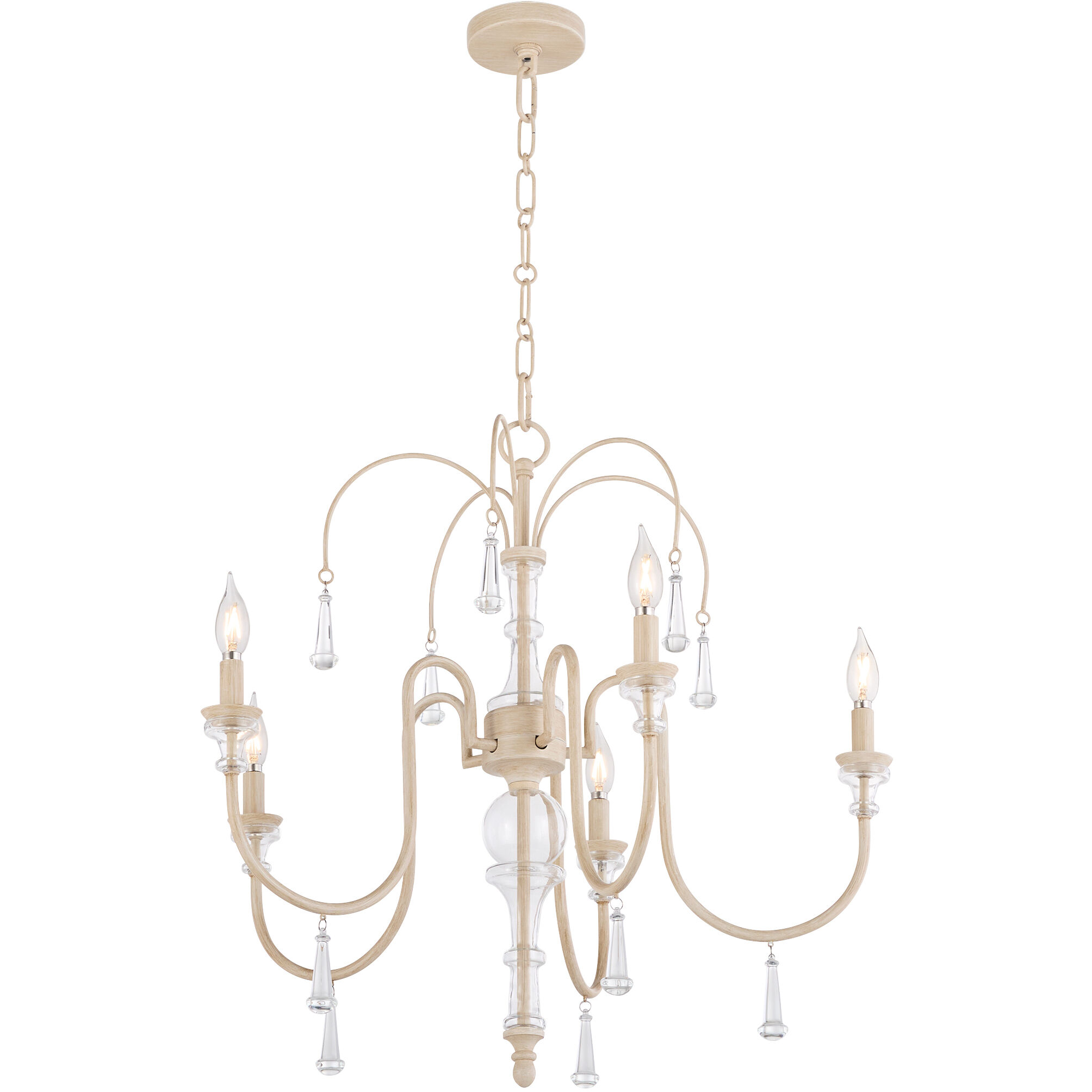 Clasica 5 Light 27 inch Washed Oak Chandelier Ceiling Light