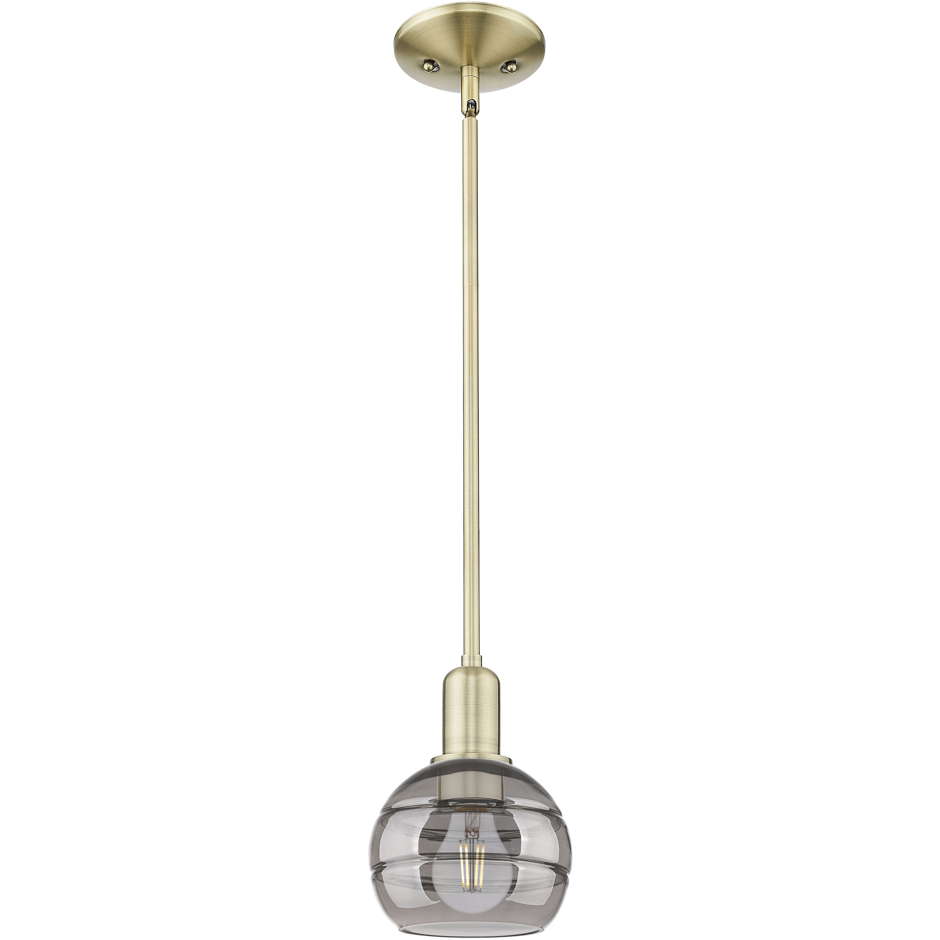 Arcadia Rochester 1 Light 5.88 inch Antique Brass Mini Pendant Ceiling Light