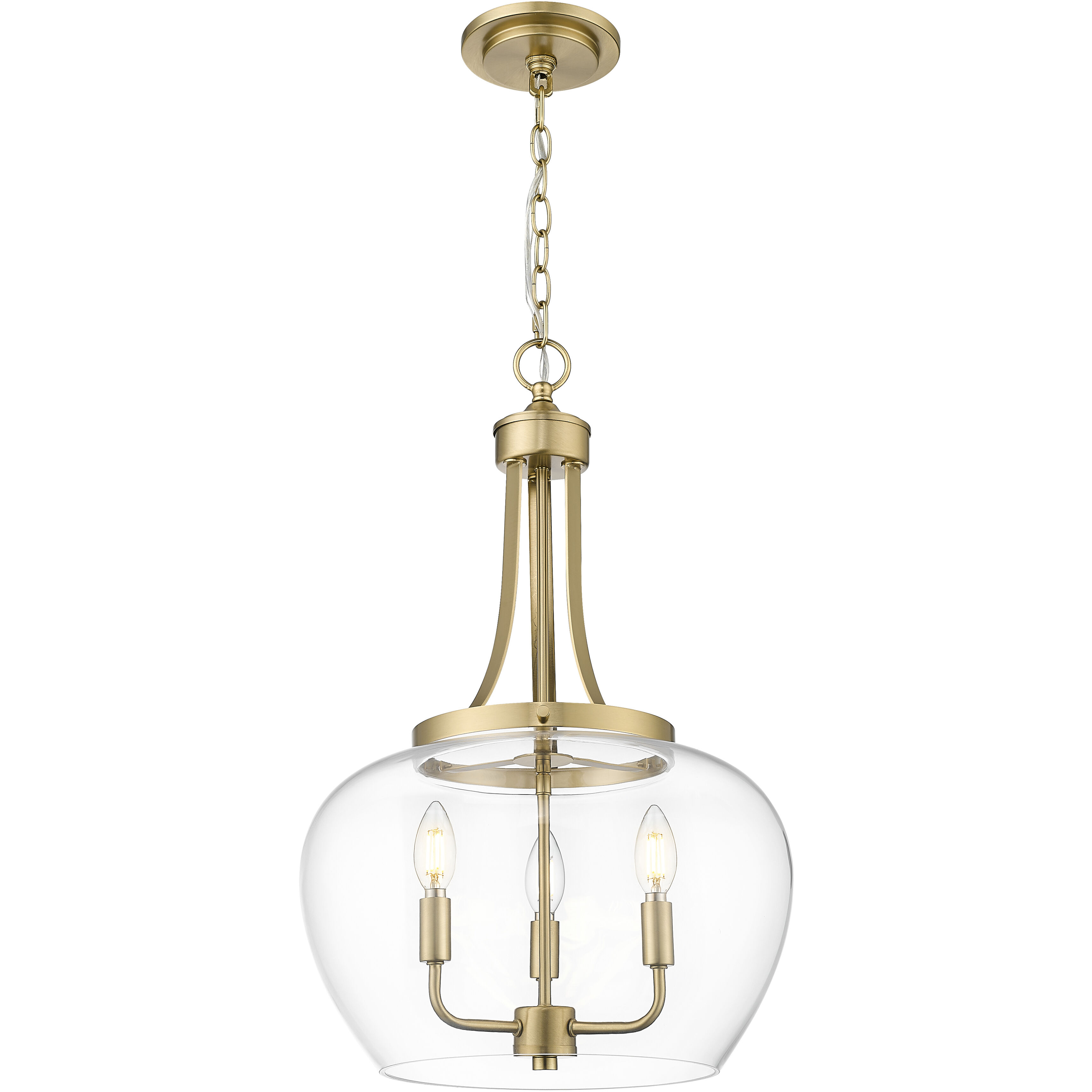 Joliet 3 Light 15.75 inch Burnished Brass Pendant Ceiling Light