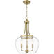 Joliet 3 Light 15.75 inch Burnished Brass Pendant Ceiling Light