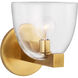 AERIN Carola LED 6 inch Hand-Rubbed Antique Brass Single Bath Sconce Wall Light in Clear Glass