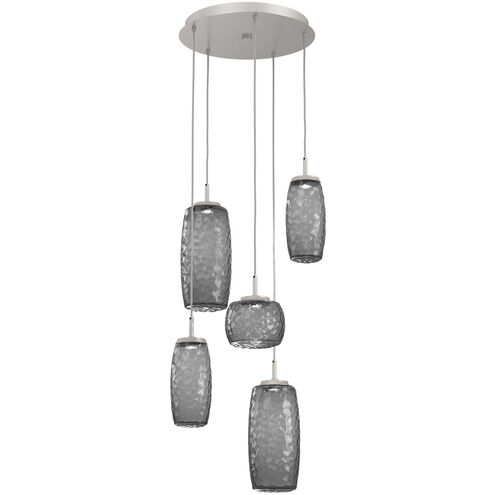 Vessel LED Beige Silver Multi-Pendant Ceiling Light in Smoke, 2700K LED