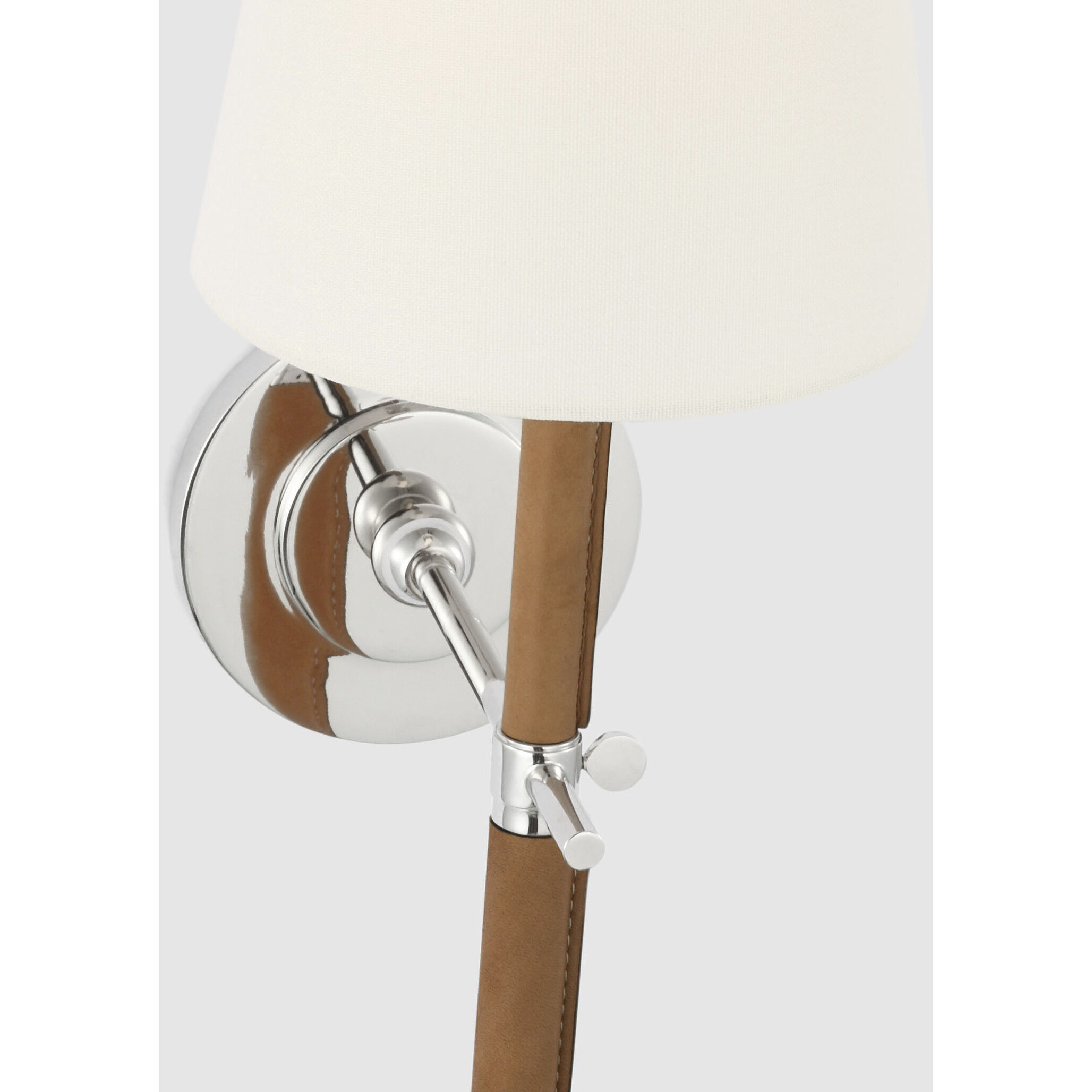 Thomas O'Brien Bryant2 LED 6.5 inch Polished Nickel and Natural Leather Wrapped Tail Sconce Wall Light, Large