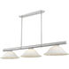 Vanguard 3 Light 58.5 inch Brushed Nickel Billiard Ceiling Light in White Mottle Glass