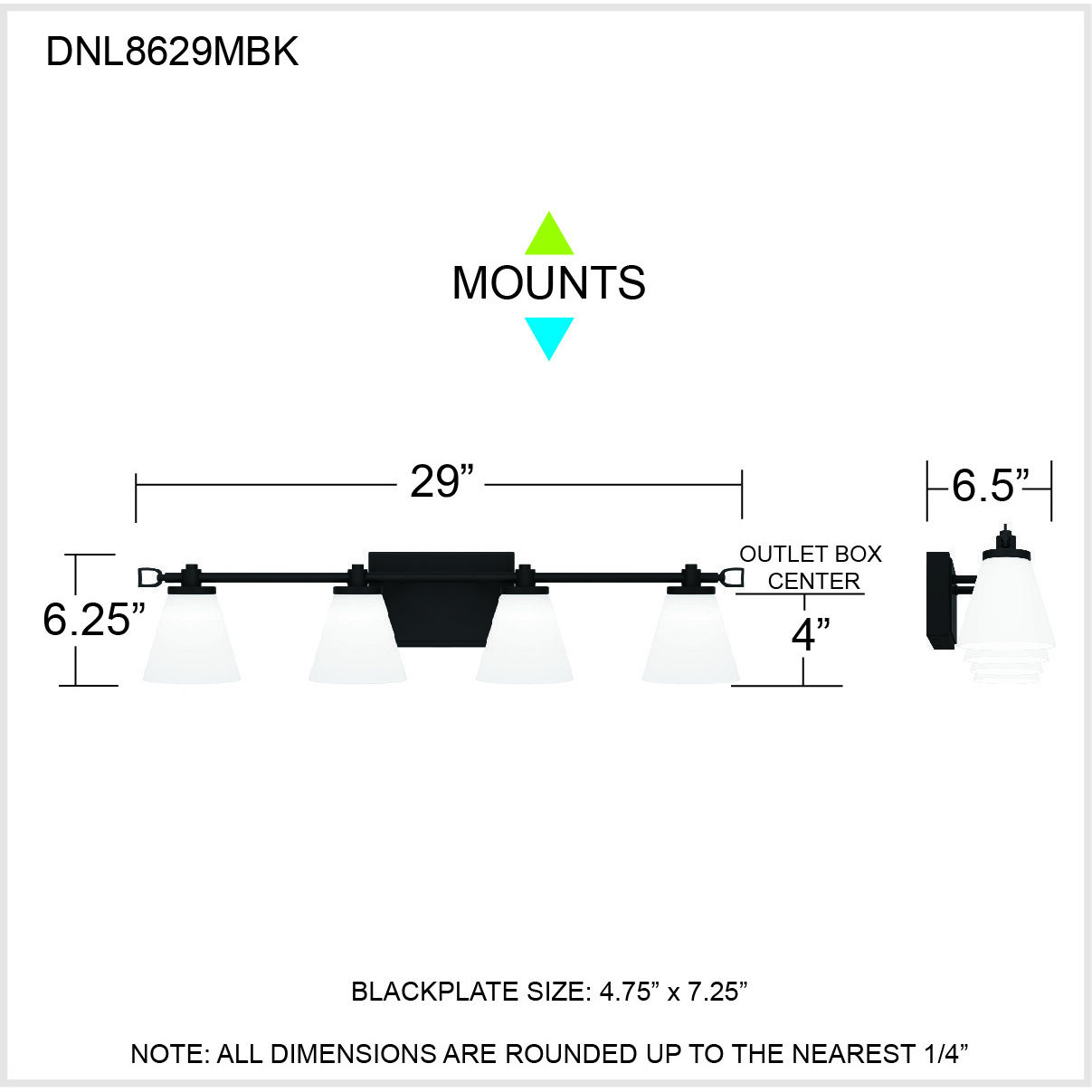 Daniels LED 29 inch Matte Black Bath Light Wall Light