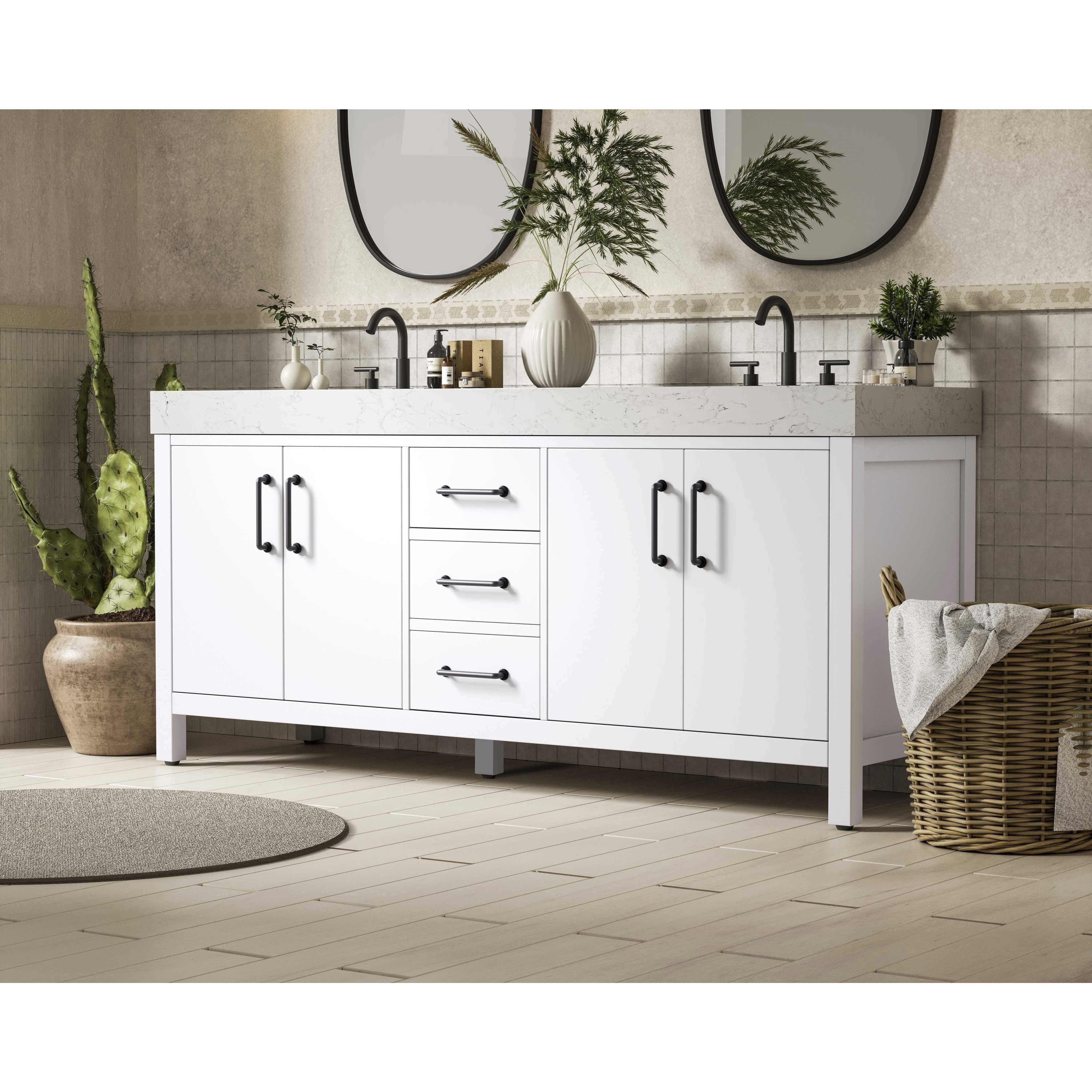 Nathan 72 X 34 inch White Bathroom Vanity Cabinet