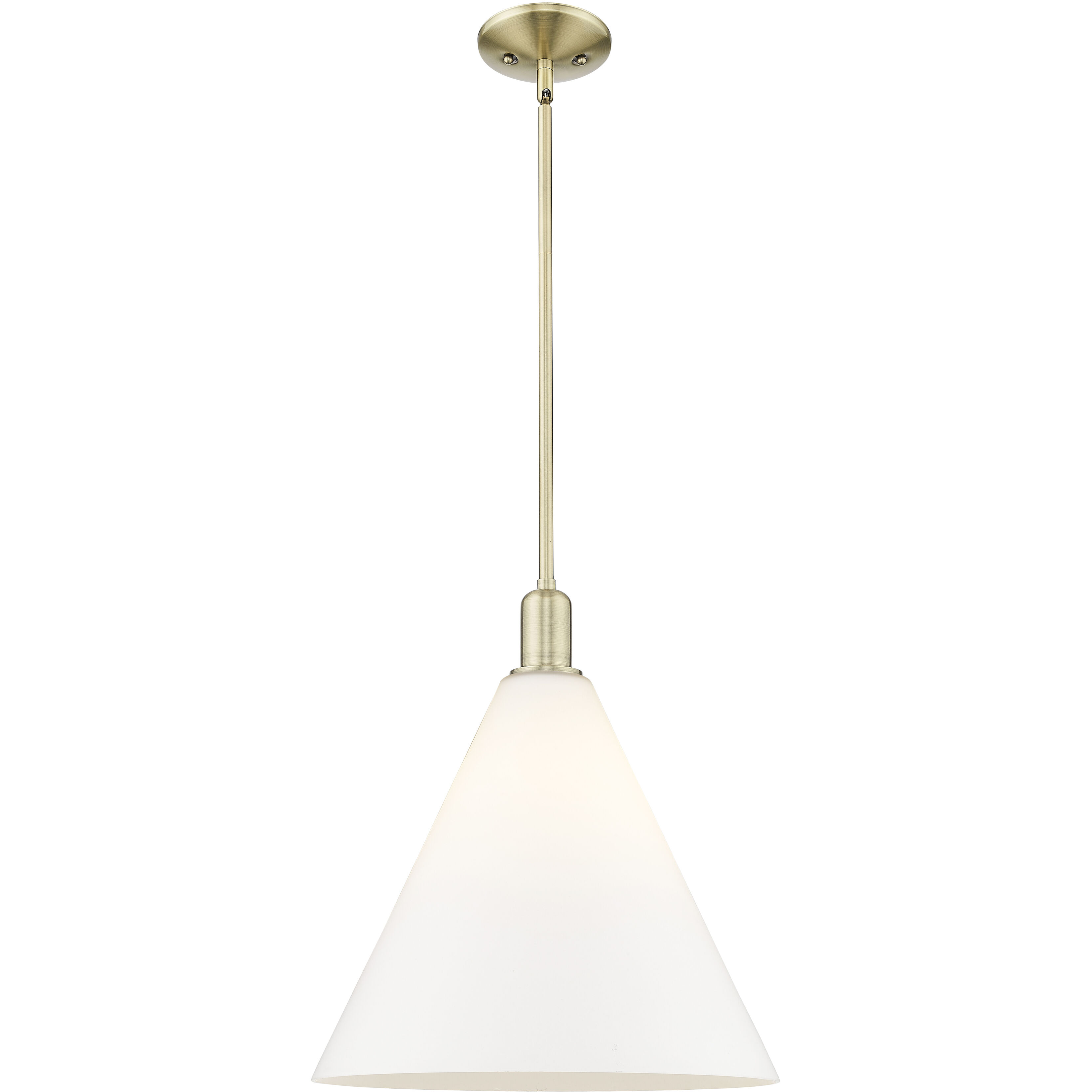 Arcadia Berkshire Glass 1 Light 16 inch Antique Brass Mini Pendant Ceiling Light in Matte White