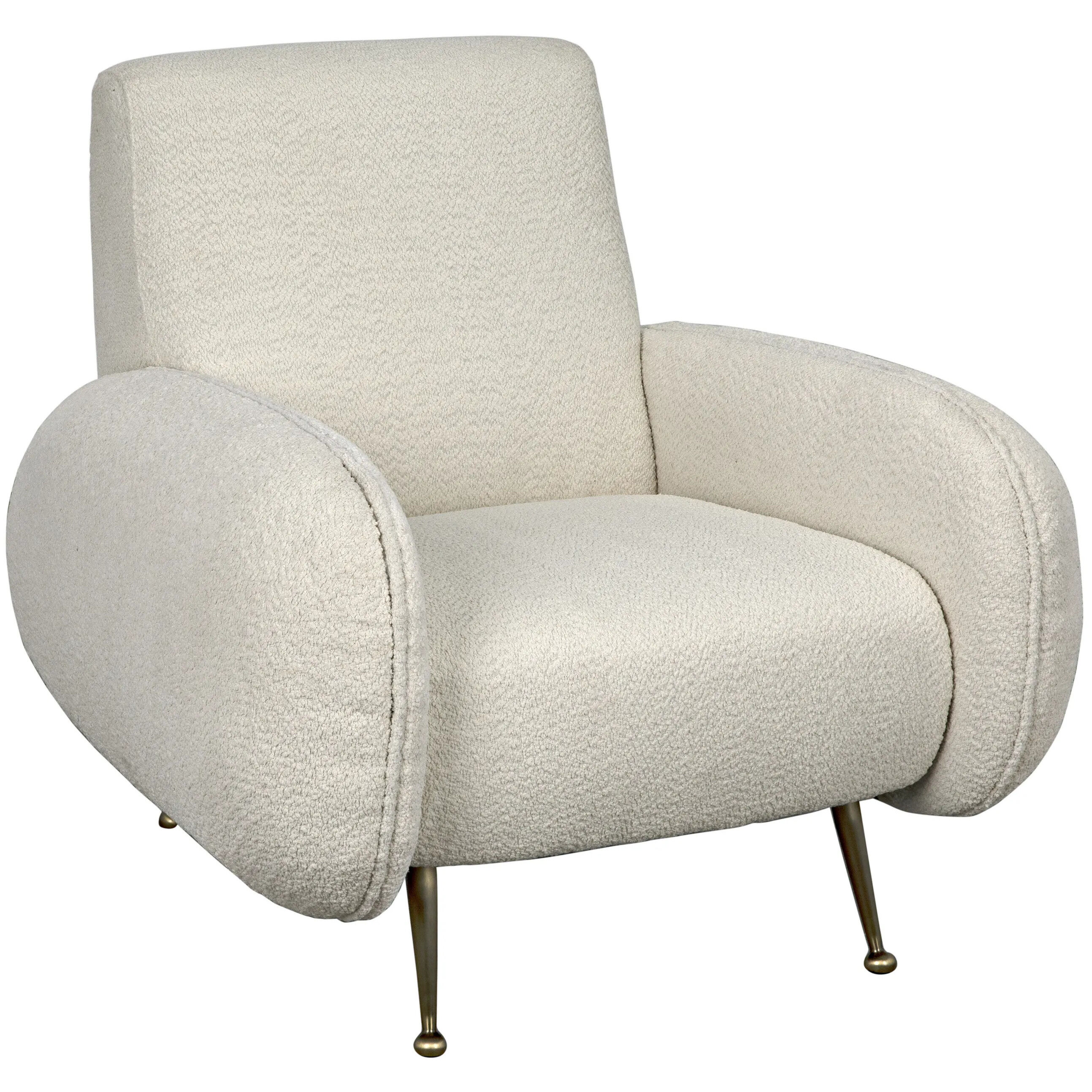Hera Antique Brass and Off White fabric Occasional Chair