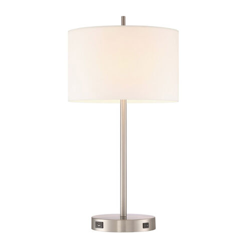 Hotel B 25 inch 100 watt Satin Nickel Table Lamp Portable Light, Bolt Down Stand