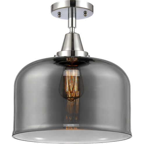 Franklin Restoration X-Large Bell 1 Light 12 inch Polished Chrome Flush Mount Ceiling Light in Plated Smoke Glass