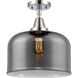 Franklin Restoration X-Large Bell 1 Light 12 inch Polished Chrome Flush Mount Ceiling Light in Plated Smoke Glass